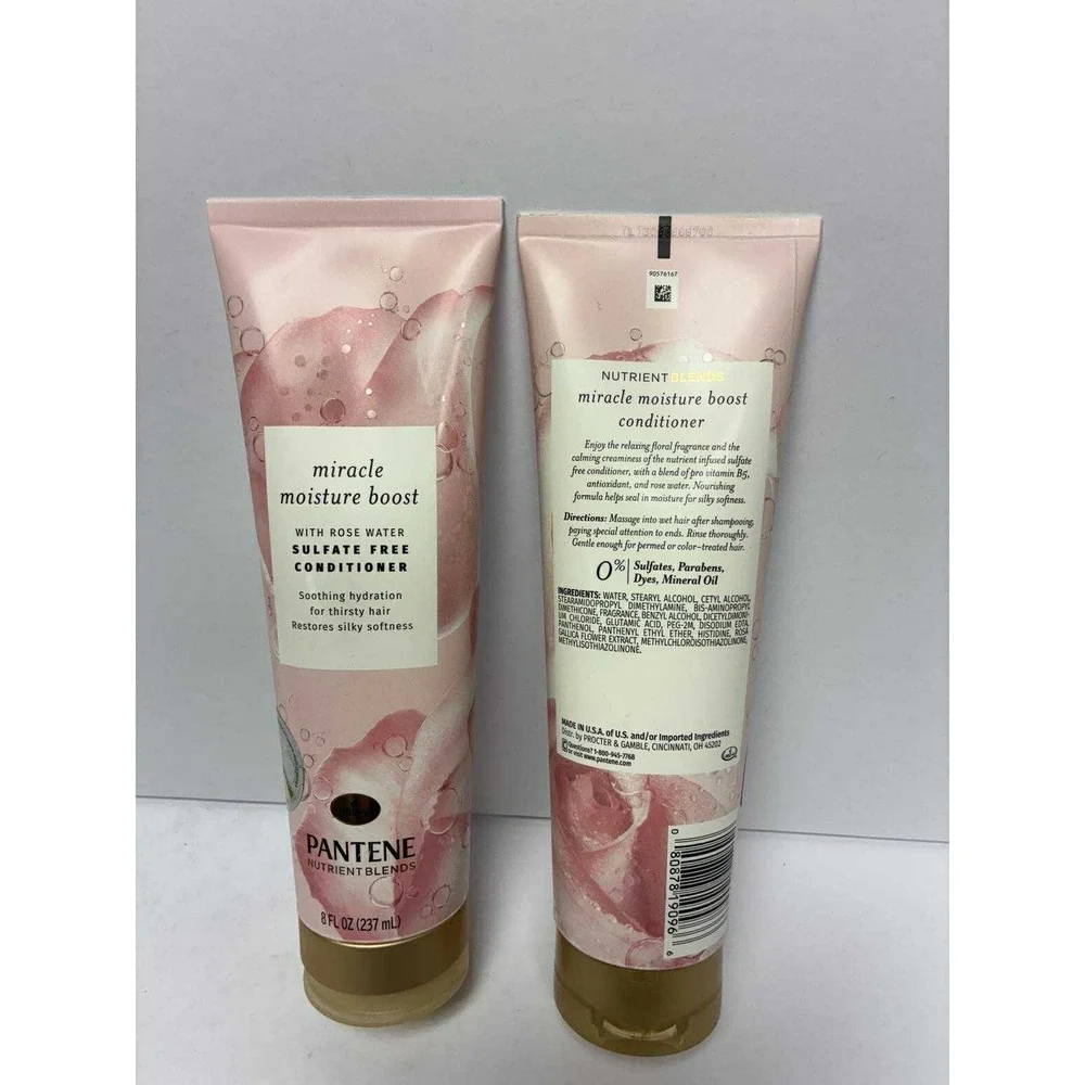 2X Pantene Nutrient Blends Miracle Moisture Boost Rose Water Conditioner 8 FL OZ